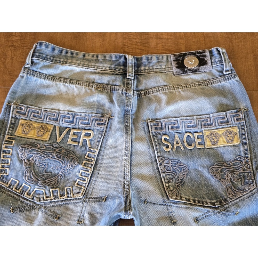 Versace Jeans Blue Denim Ripped  Jeans Trousers Pants 32 X 31 Distressed Worn